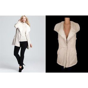 Cream Faux-Shearling Trim Hooded Jacket